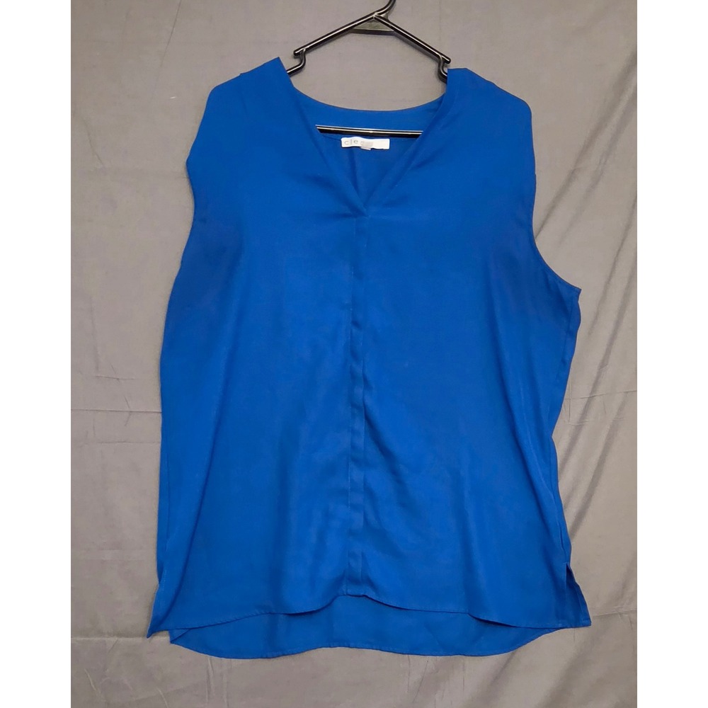 Cleo Sleeveless V-Neck Blouse Women's‎ Size XL Blue Lightweight